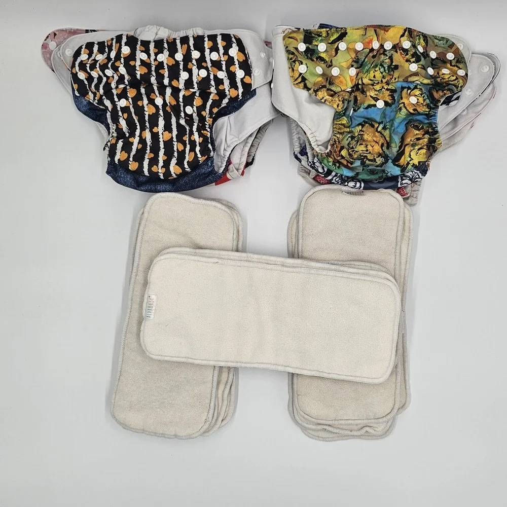 Alva Baby Reusable Pocket Covers Lot of 10 w/ 14‎ Inserts – Adjustable One Size